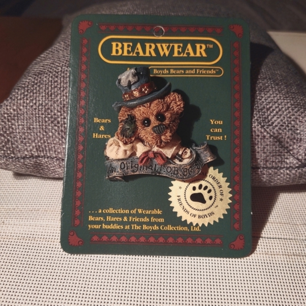 Boyds Bears Patriotic Brooch Pin Uncle Elliot The Head Bean Wants You FOB